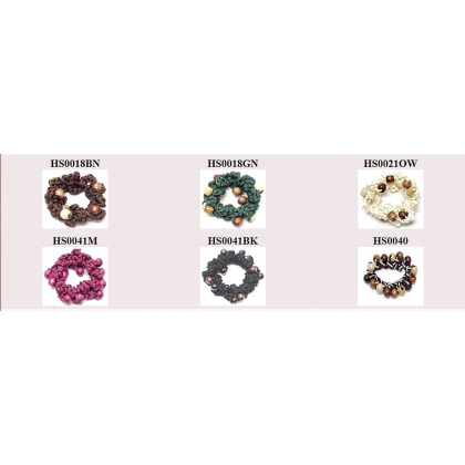 Scrunchy - 10-Dozen Wooden Beads Scrunchy - Assorted Colors - HS-WoodenBead